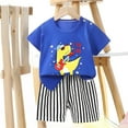 thumbnail image 2 of Bovxnpu Boys Girls Pajamas, Boy's Cotton Short Sleeve T-Shirt and Short Set, Children's Summer Thin Home Clothes Cute Printed T-shirt+shorts Casual Two-piece Set 3-4 Years, 2 of 4