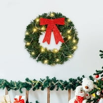 SCNOR Pre-lit Christmas Wreath 16 Inch - Artificial Green Holiday Door Decor with 20 Lights, Reusable Xmas Home Decoration
