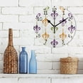 thumbnail image 3 of Mardi-gras Flower Patterns Round Wall Clock Silent Analog Battery Operated Black Pointer Home Decor 9.84" Diameter, 3 of 11