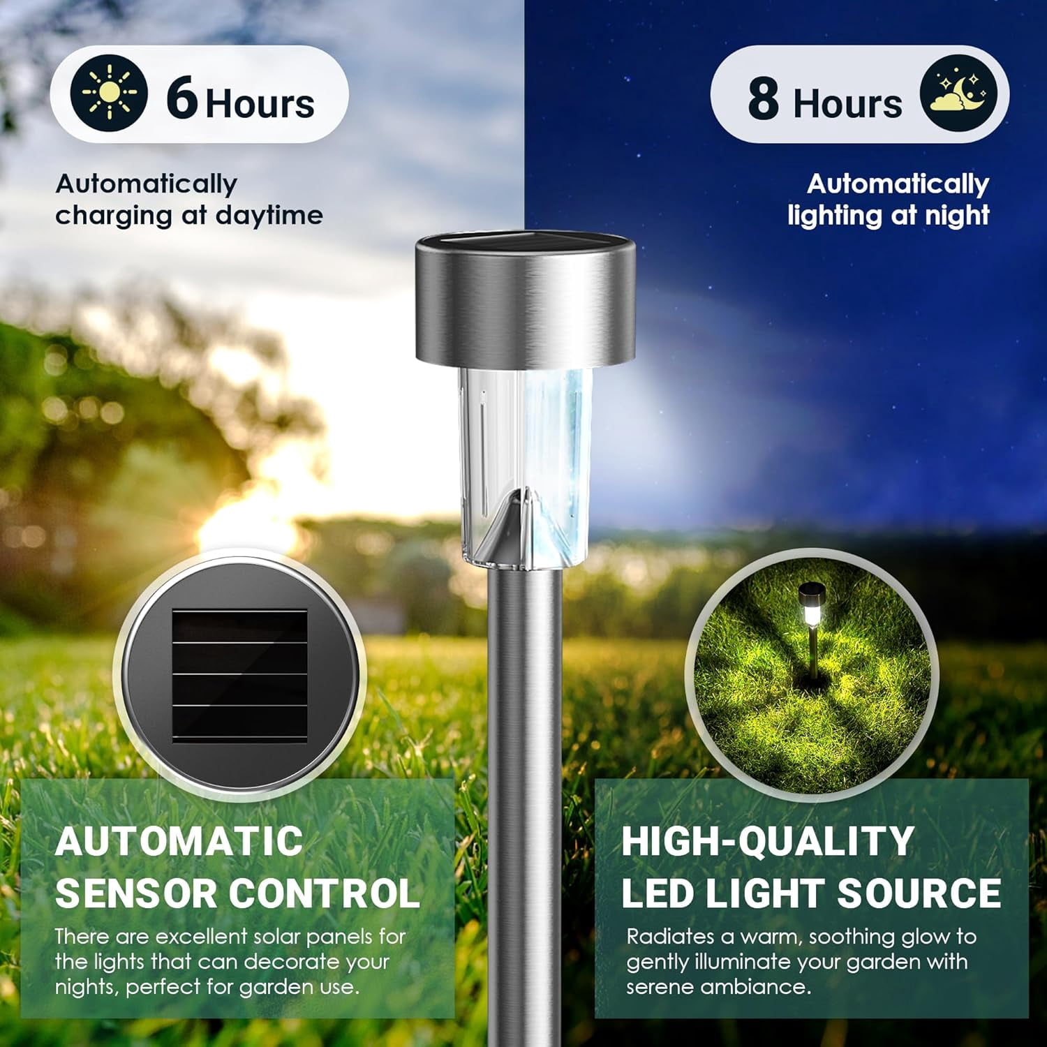 BLITZWILL Solar Lights Outdoor, 24Pack LED Waterproof Pathway Lights for Garden, Landscape, Path, Yard, Patio, RGB