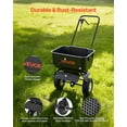 thumbnail image 5 of VEVOR Push Lawn Spreader, 12ft Spreading Width, Broadcast Spreader with 80lbs Load Capacity & 10 in All-Terrain Tires, Walk-Behind Garden & Lawn Broadcast Spreaders for Seed Fertilizer, Salt Ice Melt, 5 of 10