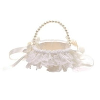 Zeiwohndc Bowknot Flower Baskets Flower Girl Basket with Handle Fariy Wedding Baskets