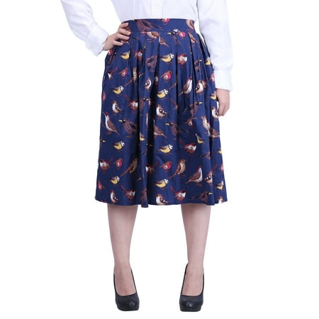 - HDE Women's Plus Size High Waisted A-Line Street Skirt Pleated Flared Midi Skirt
