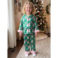 thumbnail image 4 of RUINIXCW Girl Christmas Pajama Set Printed Fuzzy Trim Long Sleeve Button Tops Pants, 4 of 9