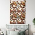 thumbnail image 3 of Grunge Tapestry, Cartoon Wall Pattern with Stone Motifs Construction Architecture Inspired Design, Wall Hanging for Bedroom Living Room Dorm Decor, 40W X 60L Inches, Multicolor, by Ambesonne, 3 of 5
