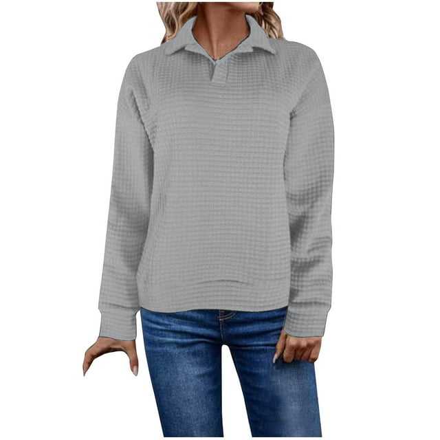 FAIWAD Chandail en Molleton Femme Grande Taille Manches Longues Col à Revers en V Tendance Léger