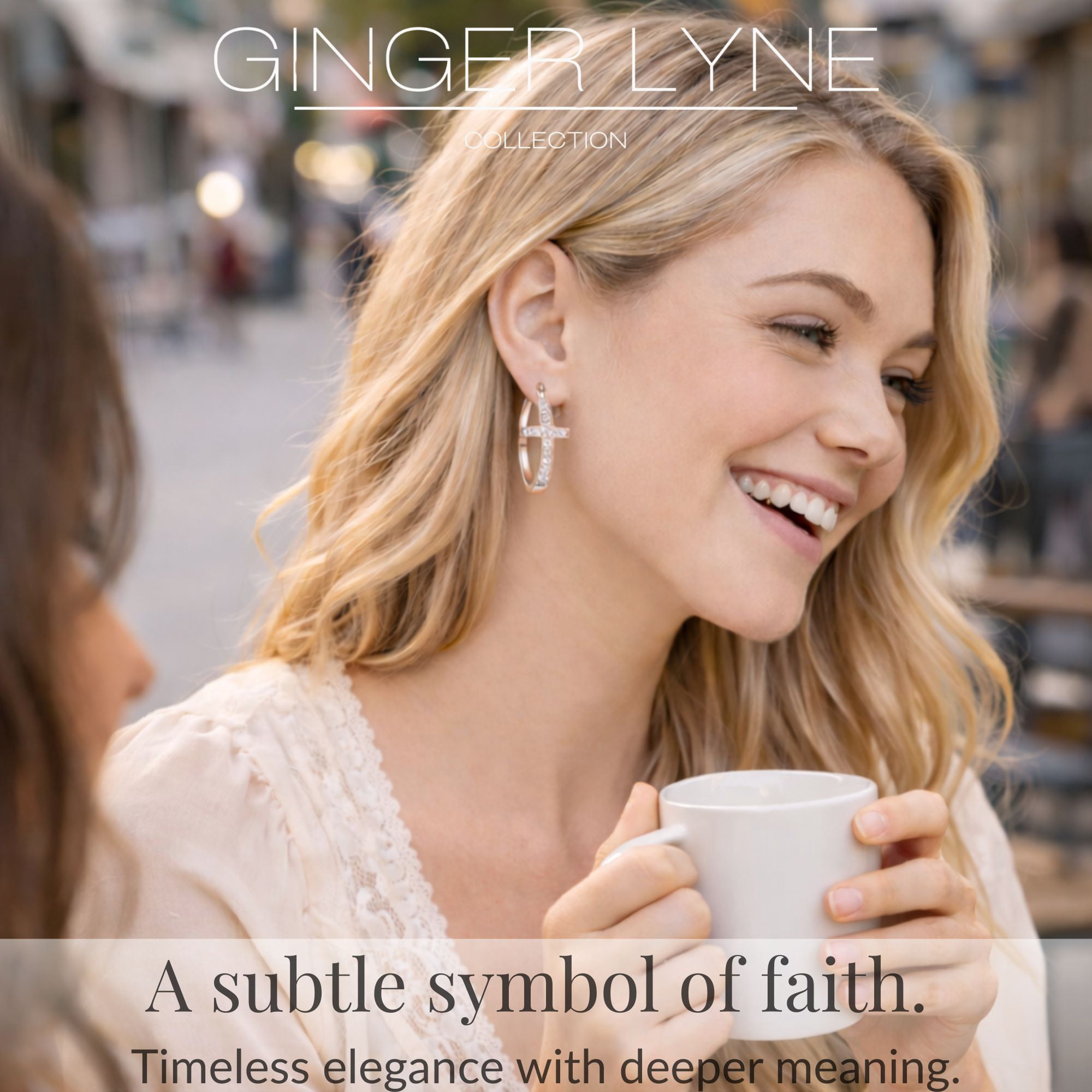 Cross Hoop Earrings for Women Cubic Zirconia Ginger Lyne Collection