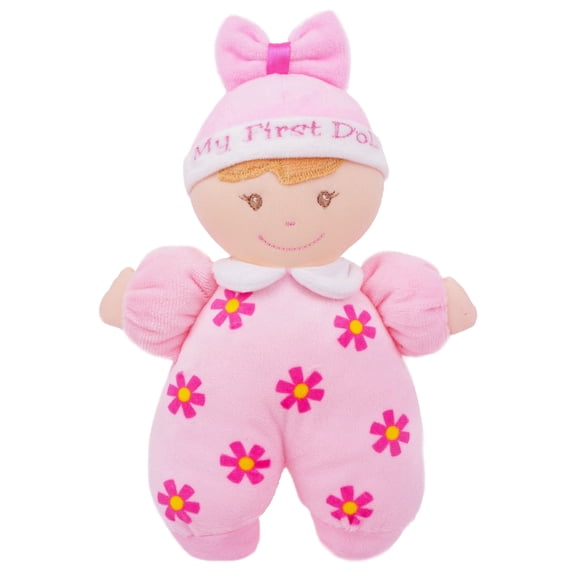 Lullaberry 9" My First Doll Sienna - Soft Plush Baby Doll with Rattle - Pink Outfit