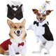 thumbnail image 2 of Ropa de caballero para perros, traje de boda, camisa formal para perros pequeños, gatos, pajarita, esmoquin, traje para mascotas, disfraz de fiesta para hombres, osito Pug, 2 of 5