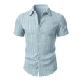 thumbnail image 3 of Paiwinds Men's Short Sleeve Button Down Shirt Casual Summer Geometric Jacquard Woven Dress Shirt with Turndown Collar, 3 of 9