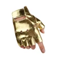 thumbnail image 1 of Guantes de cuero sintético estilo punk para hombre, de medio dedo, huecos, dorados, 1 of 5