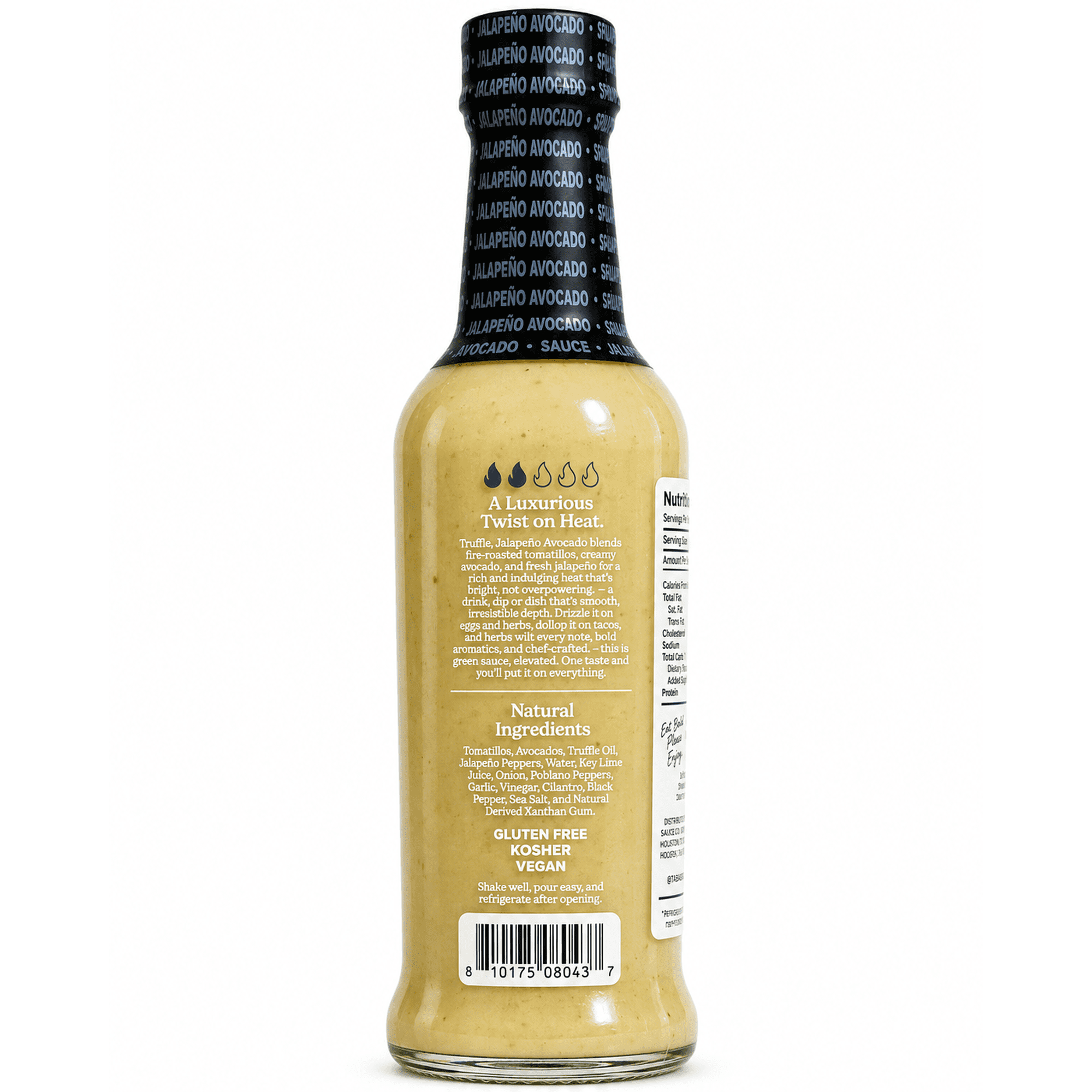 (2 pack) Tabanero Truffle Jalapeño Avocado Sauce, Creamy, Mild Heat, 9 oz