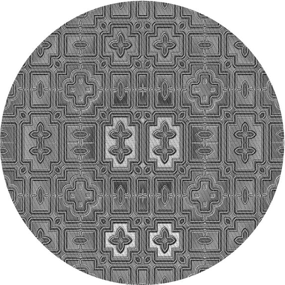 Ahgly Company Indoor Round Patterned Dark Gray Area Rugs, 3' Round