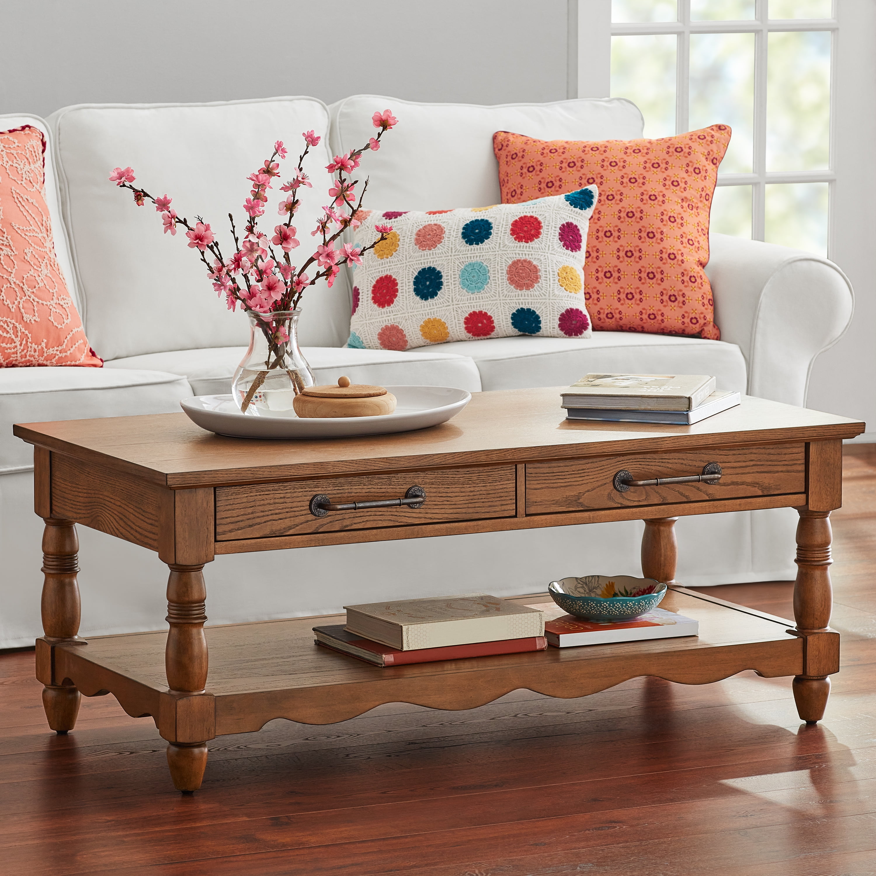 The Pioneer Woman Helen Coffee Table Made With Solid Wood Frame, Heirloom Brown