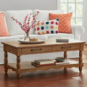 Helen Coffee Table Made With Solid Wood Frame, Heirloom Brown Coffee table measures 47.5" L x 23.5" W x 19" H