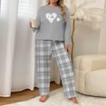 thumbnail image 2 of Hueook Airport Outfits for Women 2025 Womens Plaid Print Two-piece Long-sleeved Trousers Suit Gray 2X, 2 of 4