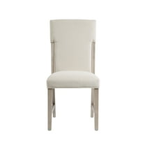 Furniture of America Foome Modern Farmhouse Upholstered Solid Wood Dining Chairs, Set of 2, Natural