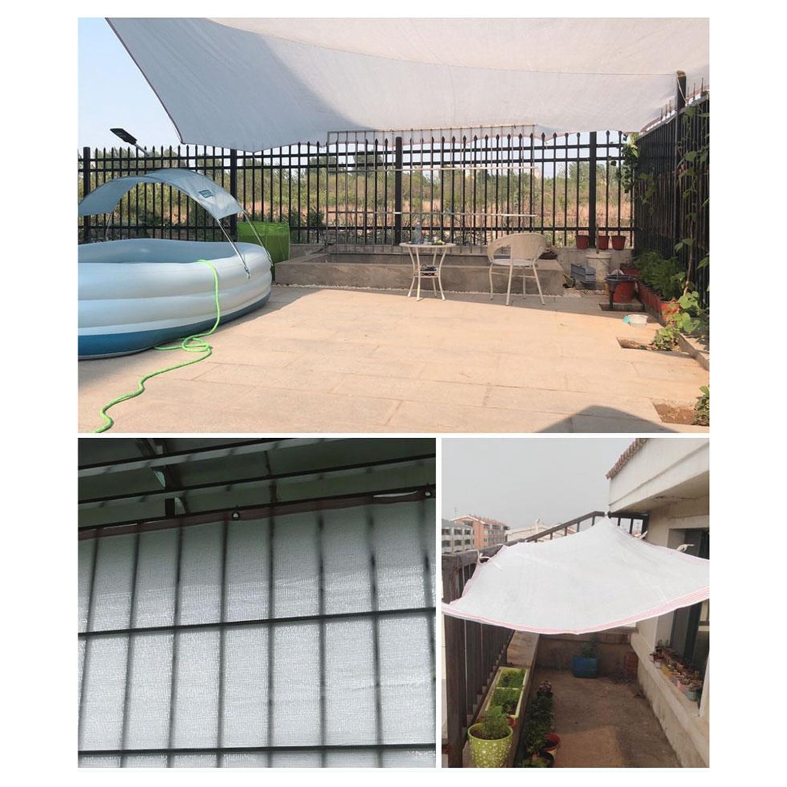 White Sun Shade Cloth 78.74" x 78.74" - Uv Resistant Outdoor Sunblock Mesh for Garden Patio Balcony, Breathable Shade Net for Plants Greenhouse, 50% Shading Rate with Grommets