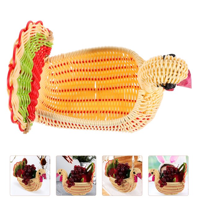 BESTYASH Cesta Para Y Con Tejido De Ratán Imitación Y Forma Festiva De Pavo