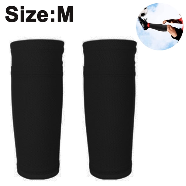 1 par de espinilleras de fútbol, soporte de rendimiento para piernas, mangas de compresión para pantorrillas de fútbol con bolsillo para espinilleras, cómodas y transpirables para jóvenes, ideales