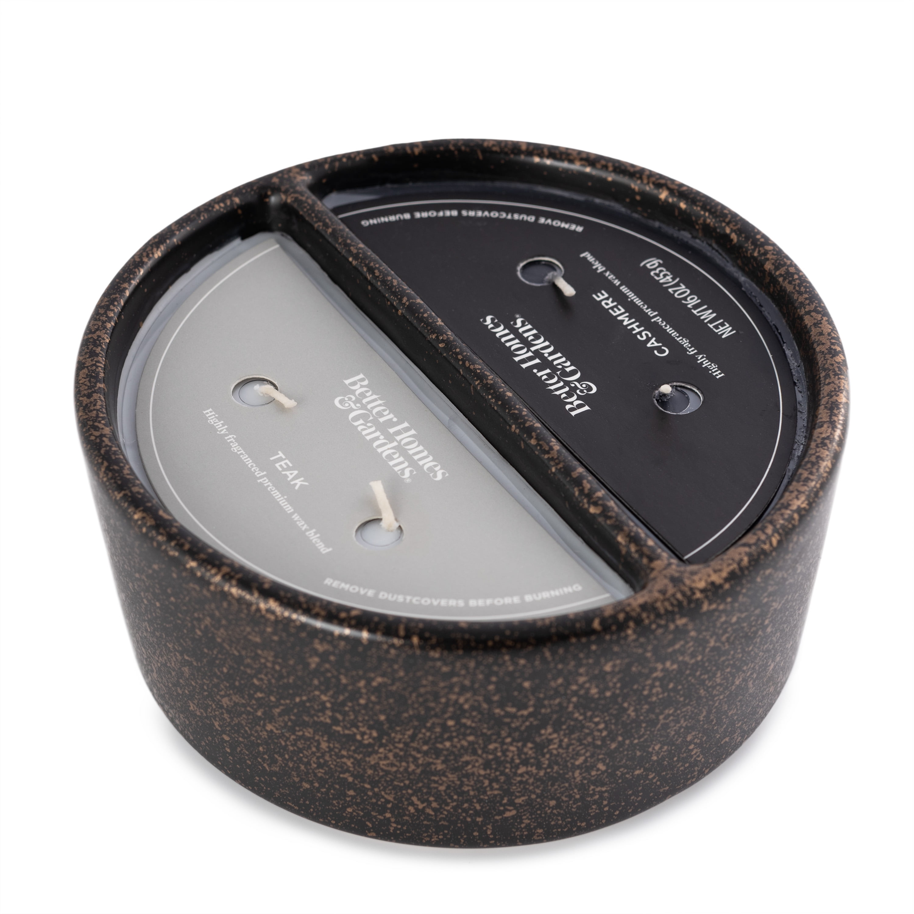 Better Homes & Gardens 16oz Cashmere & Teak Duo Scented 4-Wick Ceramic candle