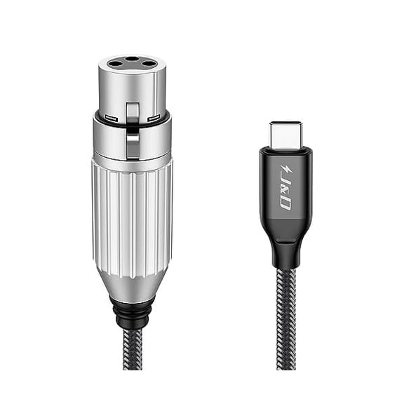 YJJSKEJI USB C to XLR Microphone YJJSKEJIo Cable, Braided USB C to XLR Female Microphone Cable for YJJSKEJIo Recording, Dynamic Microphone, Compatible for iPhone 15/16 Series, MacBook, 9.8 Feet
