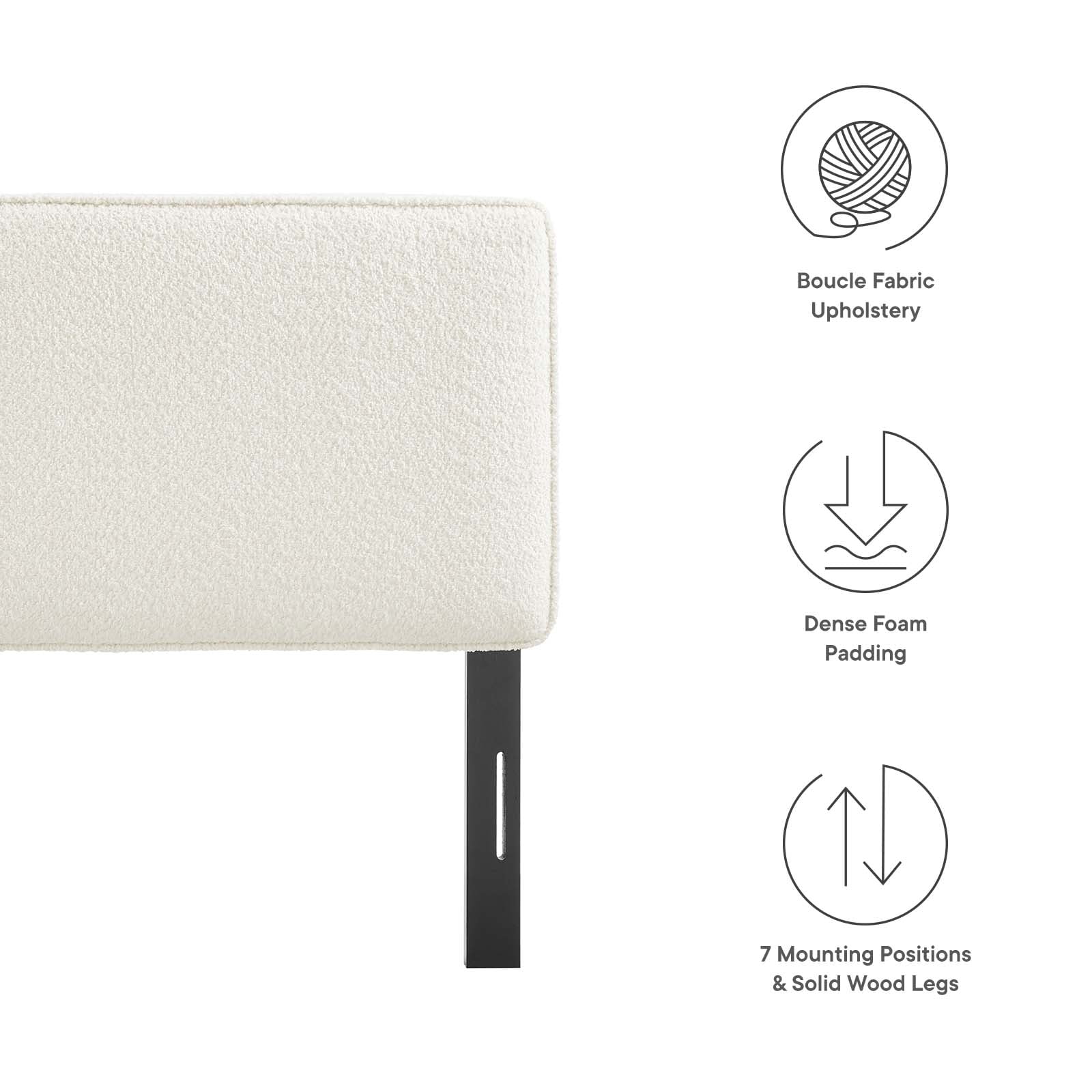 Lindee Boucle Fabric Full Headboard in Cream