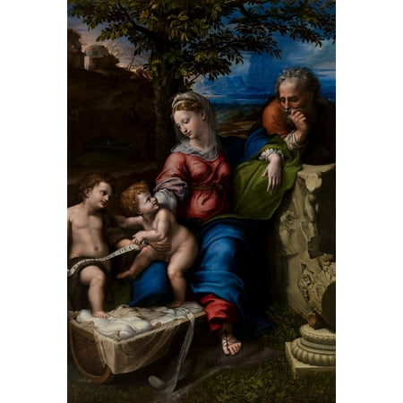 

Raphael The Holy Family with Oak Tree Angel Realism Romantic Artwork Raffaello Prints Biblical Drawings Portrait Painting Wall Art Renaissance Posters Canvas Art Cool Wall Decor Art Print Poster 16x24