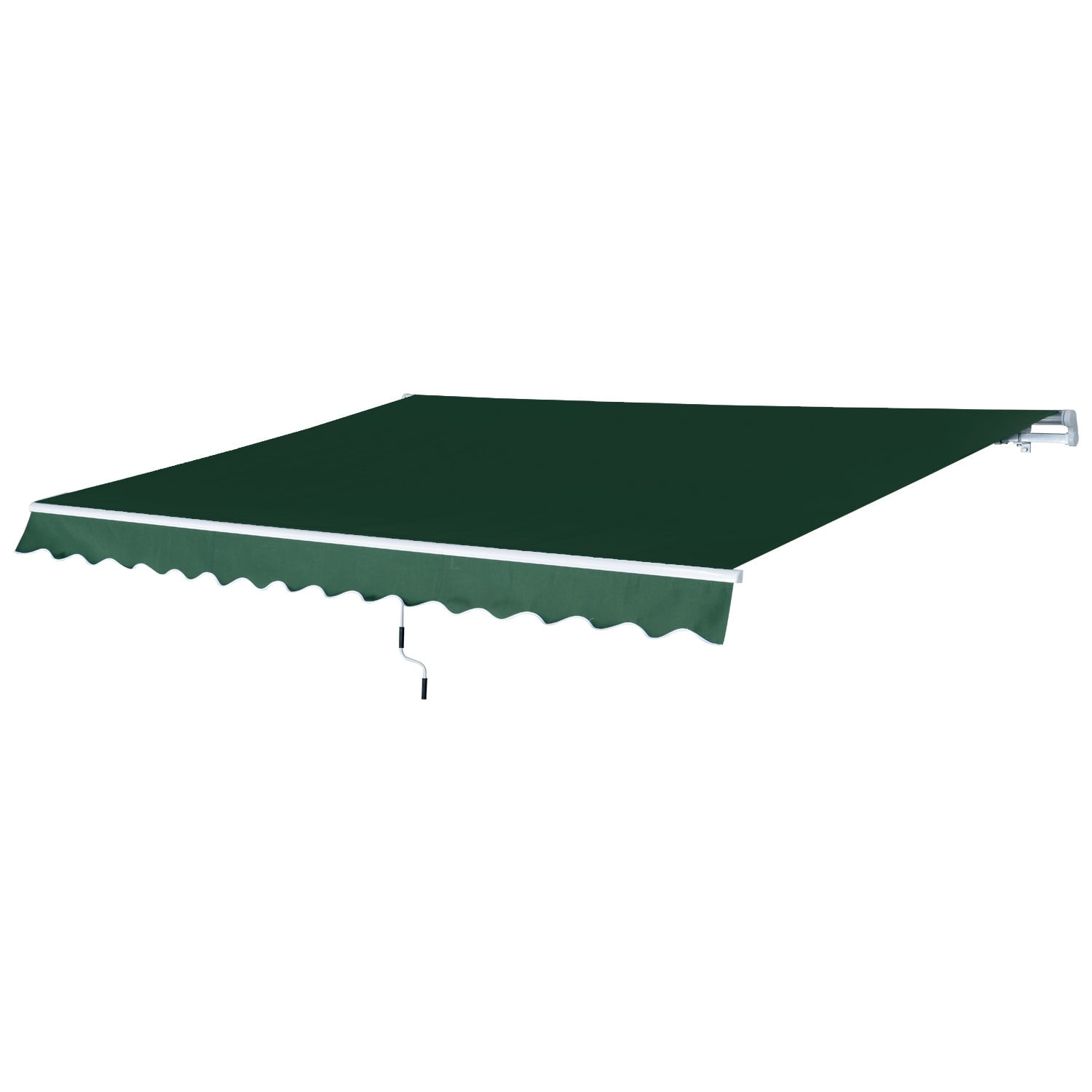 Outsunny 12' x 8' Patio Retractable Awning Manual Exterior Sun Shade Deck Window Cover, Green