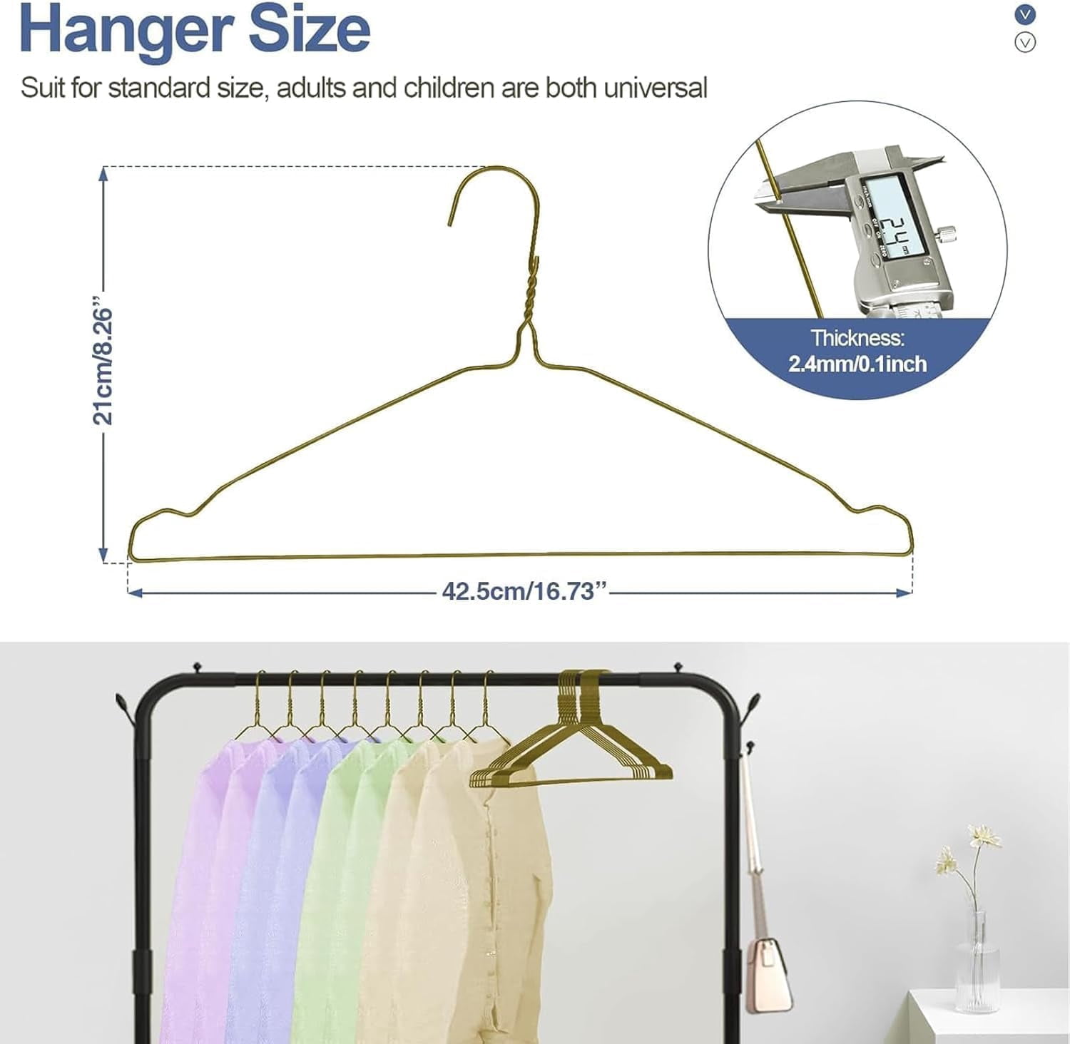 SPECILITE Wire Hangers 100 Pack, Metal Wire Clothes Hanger Bulk for Coats, Space Saving Metal Hangers Non Slip, Bronze
