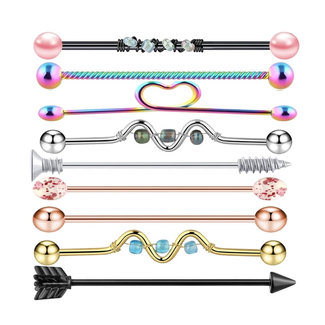 9PiesLbetEEingBBbellJewely - Colorido Sunnimix Pendientes Body Piercing