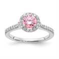 thumbnail image 3 of Auriga Fine Jewelry 925 Sterling Silver Polished Pink and Clear CZ Halo Ring for Women Size 8, 3 of 6