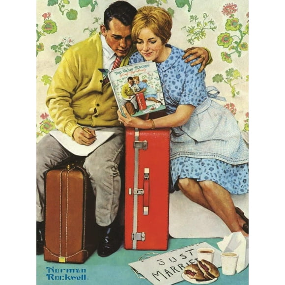 1000 Piece Linen Finish Blueboard Puzzle Norman Rockwell The Newlyweds
