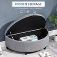 thumbnail image 3 of HOMCOM Half Moon Storage Ottoman, Upholstered Button Tufted Storage Bench with Lift Lid and Wood Legs, for Living Room, Entryway, Gray, 3 of 9
