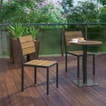 thumbnail image 4 of Flash Furniture Finch Commercial Grade Armless Patio Chair, Stackable Side Chair with Faux Teak Poly Slats and Metal Frame, Natural/Gray, 4 of 12
