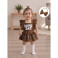 thumbnail image 6 of RUINIXCW Newborn Baby Girl Football Outfit Infant Cheerleading Outfit Game Day Embroidery Corduroy Romper Dress Flutter Sleeve Summer Dress Tutu Overalls Playsuit Headband, 6 of 9