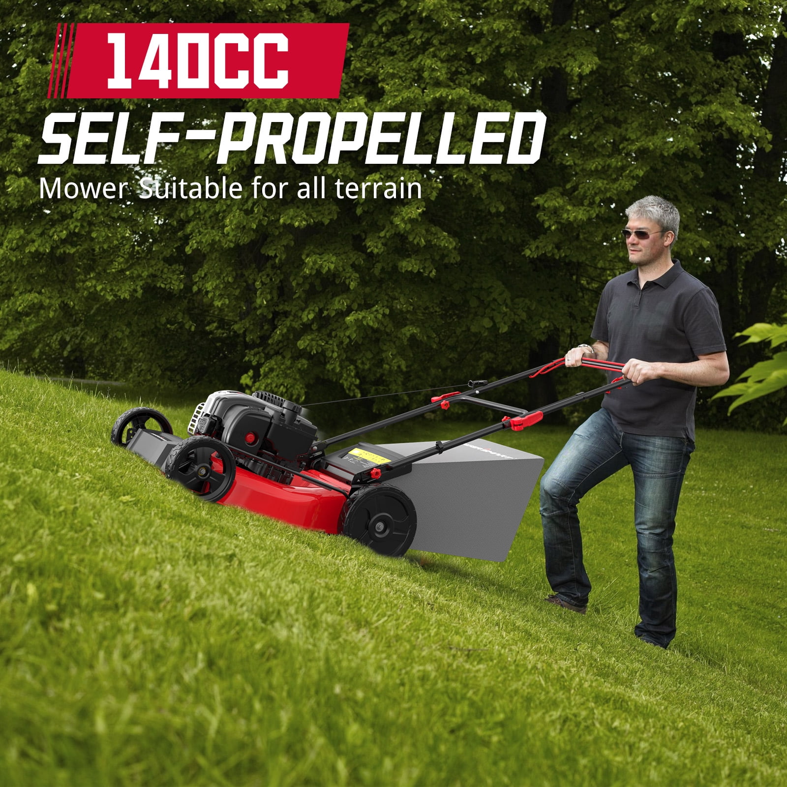 PowerSmart 21" Gas Self-Propelled 140cc B&S Engine Lawn Mower B8721S2