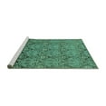 thumbnail image 2 of Ahgly Company Machine Washable Indoor Rectangle Abstract Turquoise Blue Modern Area Rugs, 3' x 5', 2 of 4