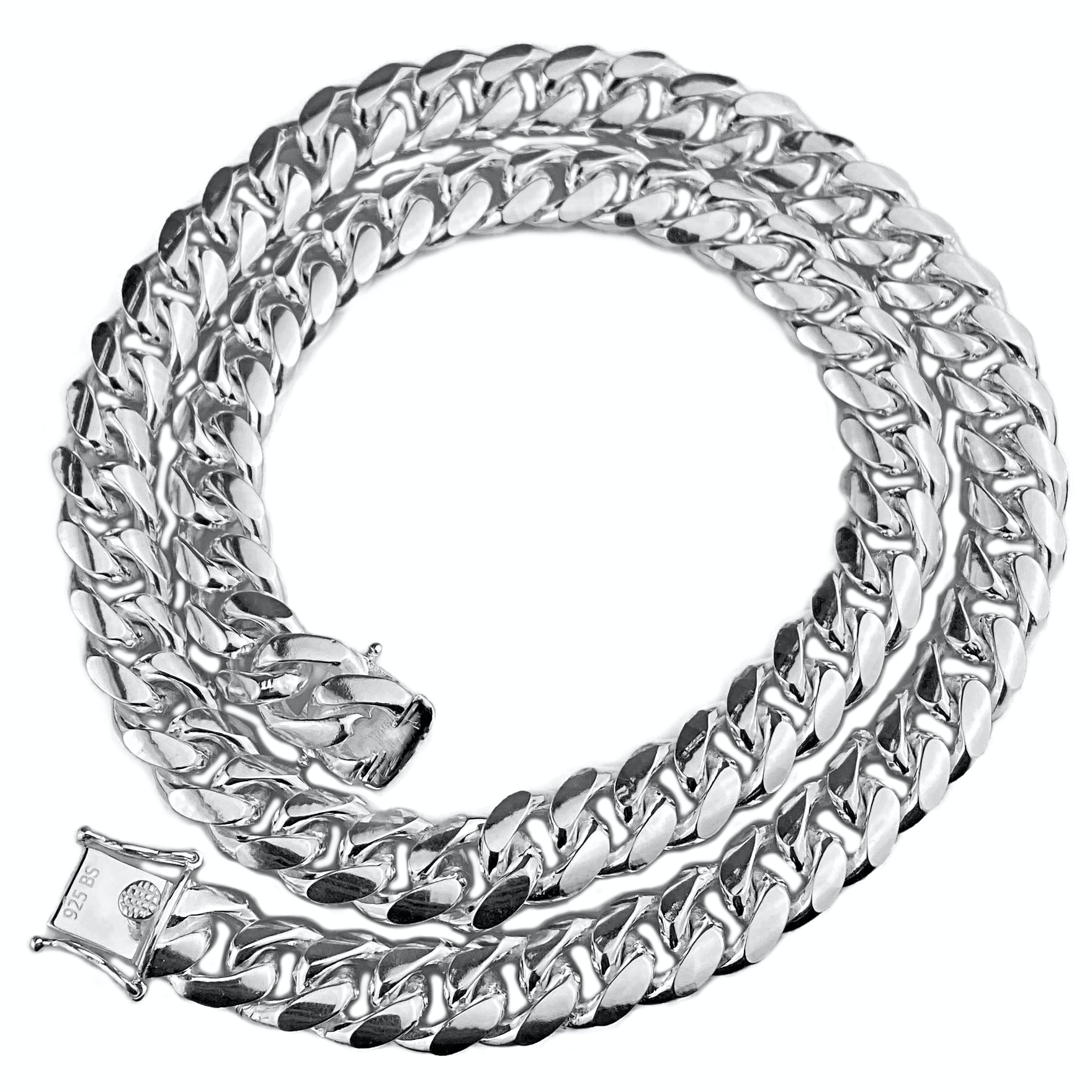 Men's Real Solid 925 Sterling Silver Miami Cuban Chain Heavy Necklace ...