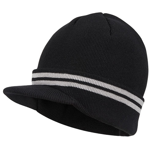 Winter Men's Knit Cap with Brim, Warm Thick Beanie Hat for Outdoor