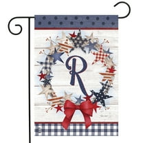 Briarwood Lane American Wreath Monogram R Garden Flag