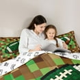 thumbnail image 4 of Homewish Cartoon Brown Plaid Twin Bedding Sets 7-Piece, Vintage Game Abstract Bedding Comforter Set, Rugby Soccer Print Reversible Sheet Sets, Breathable Home Decor, 4 of 7
