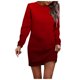 thumbnail image 1 of Vestido informal de manga larga para mujer: vestido liso de otoño/invierno con cuello redondo y estampado navideño opcional., 1 of 5