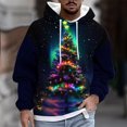 thumbnail image 1 of Sudadera con capucha para hombre, estilo casual, con cuello redondo, estampado de árbol de Navidad, manga larga, blusa de poliéster, 1 of 5