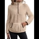thumbnail image 1 of Sudadera Informal de con Cremallera de un Cuarto para Mujer, Larga, Ligera, Suave y Afelpada, con Bolsillos. Caqui L, 1 of 8
