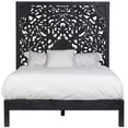 thumbnail image 4 of Bali Hand Carved Floral Queen Bed - Black, 4 of 11