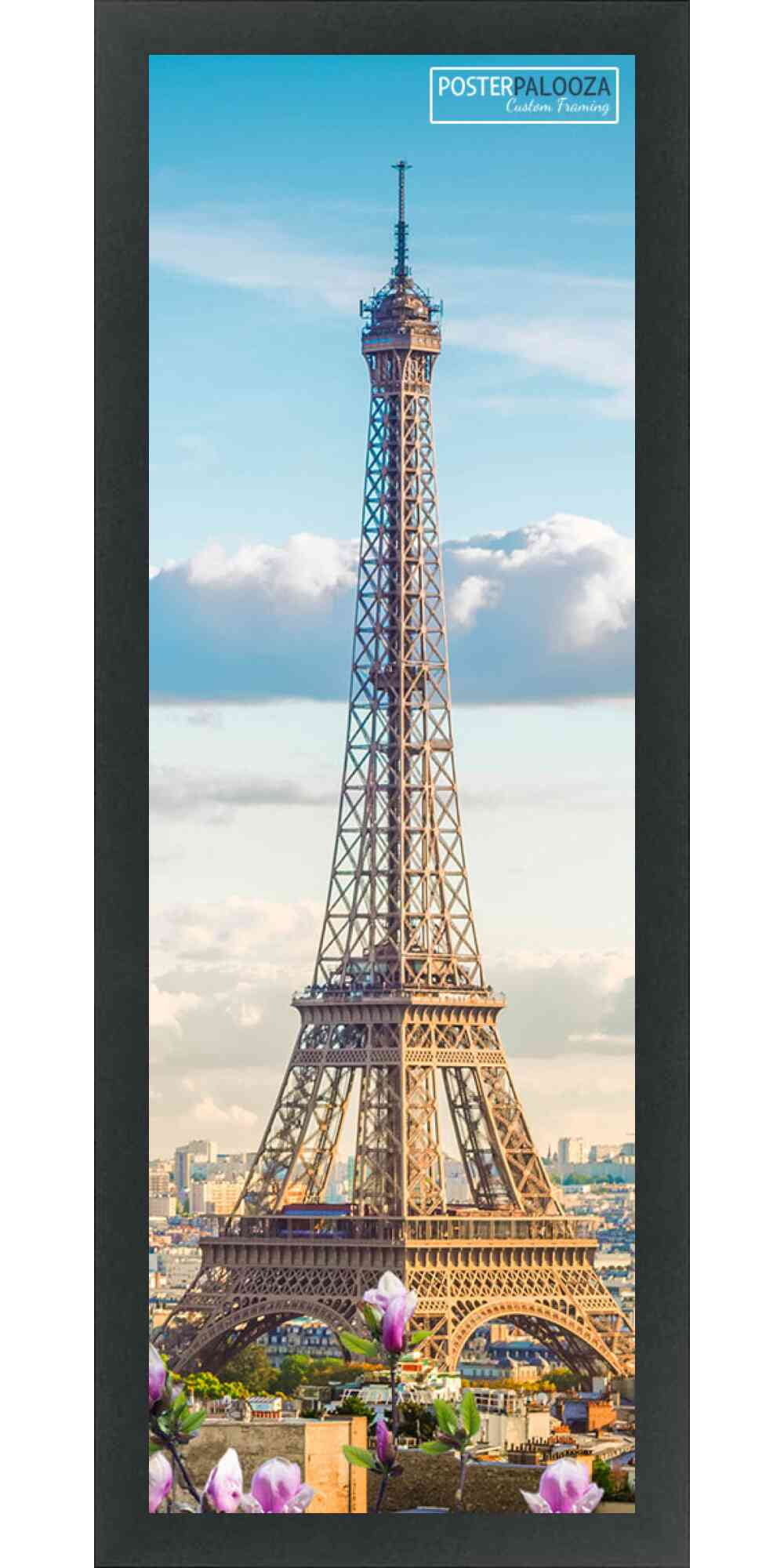 13x39 Black Wood Picture Panoramic Frame - UV Acrylic, Foam Board Backing, Hanging Hardware