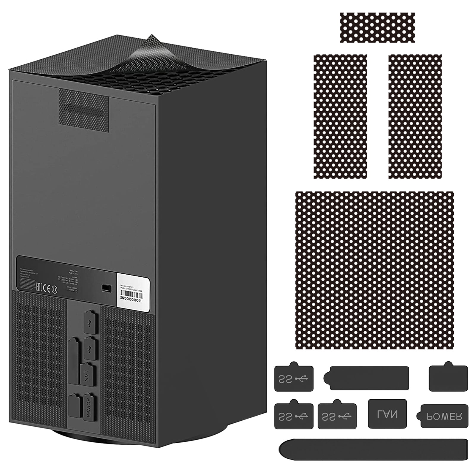 Dust Cover Set Fit for Xbox Series X Console, TSV Vent Dust Filter, Top Case Dust Proof Filter Cover for Xbox Series X Accessories, PVC Dust Mesh Filter Covers, Silicone Dust Plugs