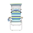 thumbnail image 3 of Heavy Duty Tall Beach Chair with Canopy Shade for Adults, 17" High Off Ground, 4-Position Reclining, Insulated Cooler & Storage Pouch, Bamboo-Finish Arms, 300 lb Capacity, 3 of 9