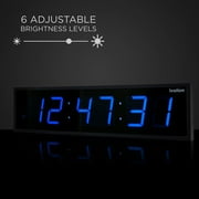 IVATION Quartz Digital LED Wall Clock with Alarm - Modern Timepiece
